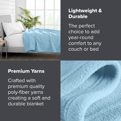 Light Blue Twin Fleece Reversible Blanket