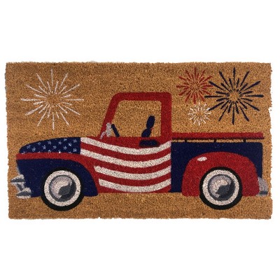 Briarwood Lane Summer Coir Doormat 30x18 Patriotic Truck Natural Fiber For Summer Coir Doormat