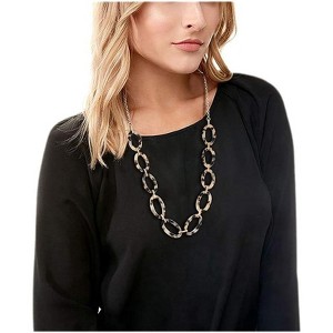 Leopard Print Necklace, Tortoise Acrylic & Metal Link Choker Collar for Women - 1 of 4