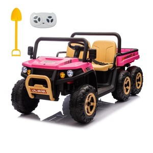 Jojoka 24V 2-Seater Ride-On Dump Truck for Kids, 6 Wheels 4WD Electric UTV, 3 Speeds, Remote Control, Dump Bed - 1 of 4