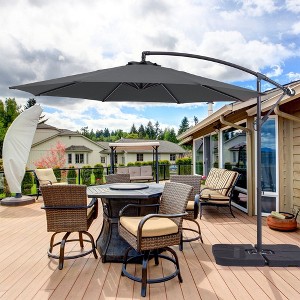 Sonkuki 10 Ft. Patio Offset Umbrella Outdoor Hanging Umbrellas w/Steel Frame - 1 of 4