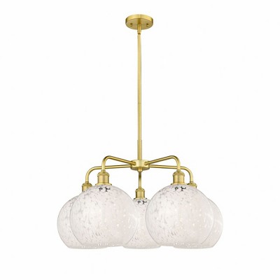 White Mouchette - 5 Light Stem Hung Chandelier In Modern Style-17.25 Inches Tall and 28 Inches Wide