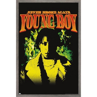 Trends International NBA Youngboy - Green Flame Framed Wall Poster Prints