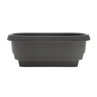 Bloem 12" Wide Plastic Indoor Outdoor Planter Box Charcoal Gray: Fits 3.75" & 5.75" Railings, UV-Resistant