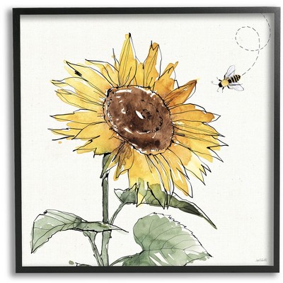 Stupell Industries Cheerful Sunflower Buzzing Bee Framed Giclee Art