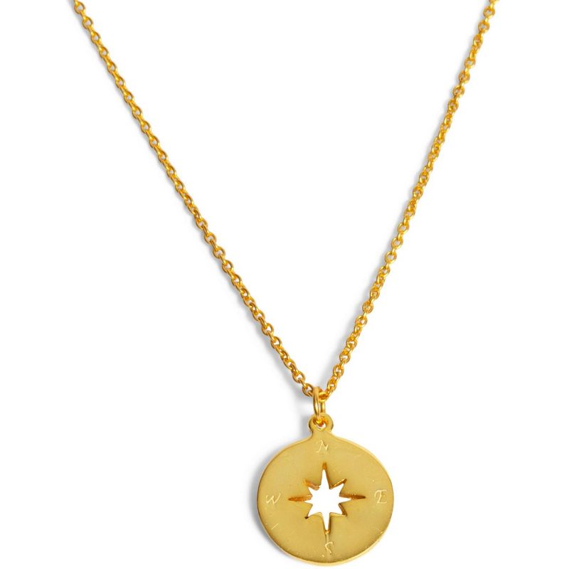 14K Gold Plated Compass and Star Stud Earrings and Necklace Set 2pc | ETHICGOODS, 4 of 6