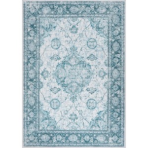 Vintage Floral Area Rugs — Machine Washable, Non-Slip Low Pile Carpet for Living Room & Bedroom - 1 of 1