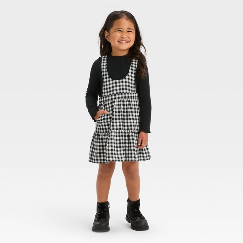 Toddler Girls' Plaid Long Sleeve Dress - Cat & Jack™ Red 3t : Target