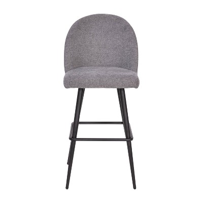 Gray Faux Leather and Metal Bar Stools, Set of 2