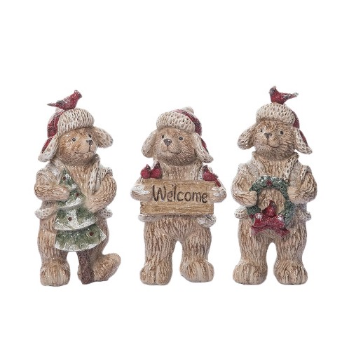 Transpac Resin Forest Holiday Bear Figurine Set of 3 Christmas Home Decorations - image 1 of 1