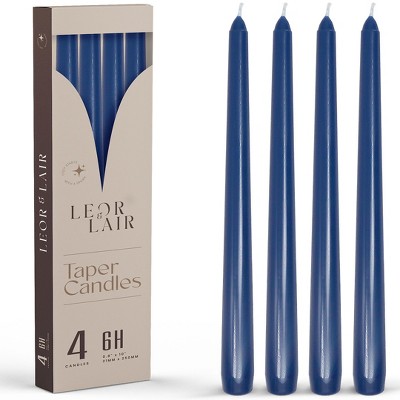 Leor & Lair 10" Taper Candles - 4 Pack - Unscented Tapered Candlesticks for Dinner, Home, and Holiday