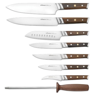 Harley 14-Piece Medium Wood and Steel Knife Block Set