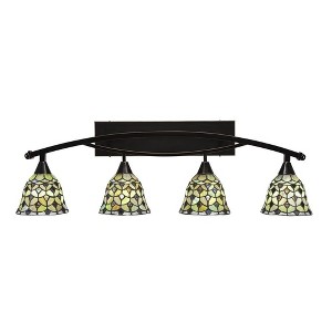 Toltec Lighting Bow 4 - Light Vanity in  Black Copper with 7" Crescent Art Glass Shade - 1 of 1