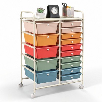 Costway 12 Drawers Rolling Cart Storage Scrapbook Paper Studio Organizer  Bins Multicolor