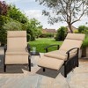 Fontoi Accent Chairs, Adjustable Recliner Chair with Removable Cushion, Lounge Chair with Flip Table for Porch Garden, Beige, 28.9"*41.85"*32.36" - 3 of 4
