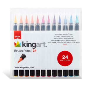 KINGART PRO Watercolor Brush Pens 24 Colors - 1 of 4