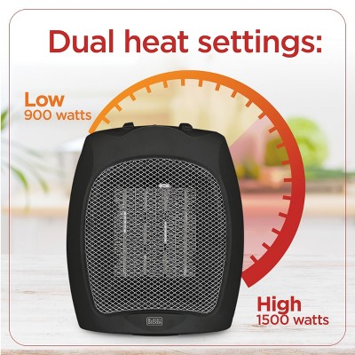 Black Ceramic Electric Portable Space Heater with Thermostat