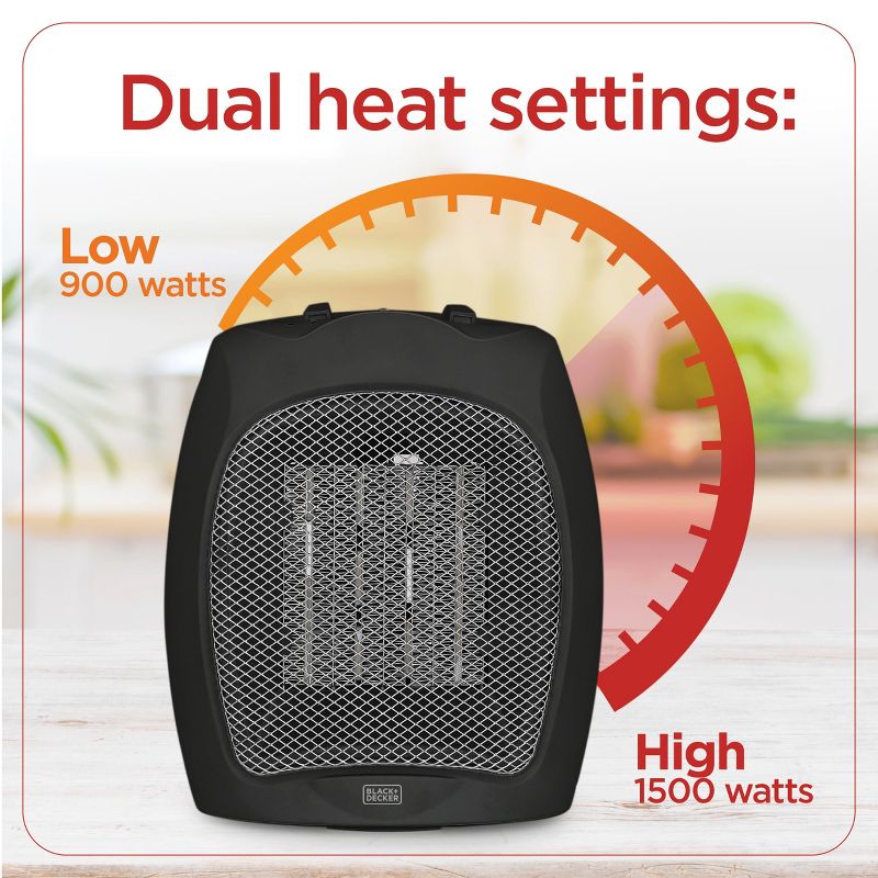 BLACK+DECKER Portable Space Heater, 1500W Small Space Heater with Overheat Protection for Indoor Use, 3 of 9