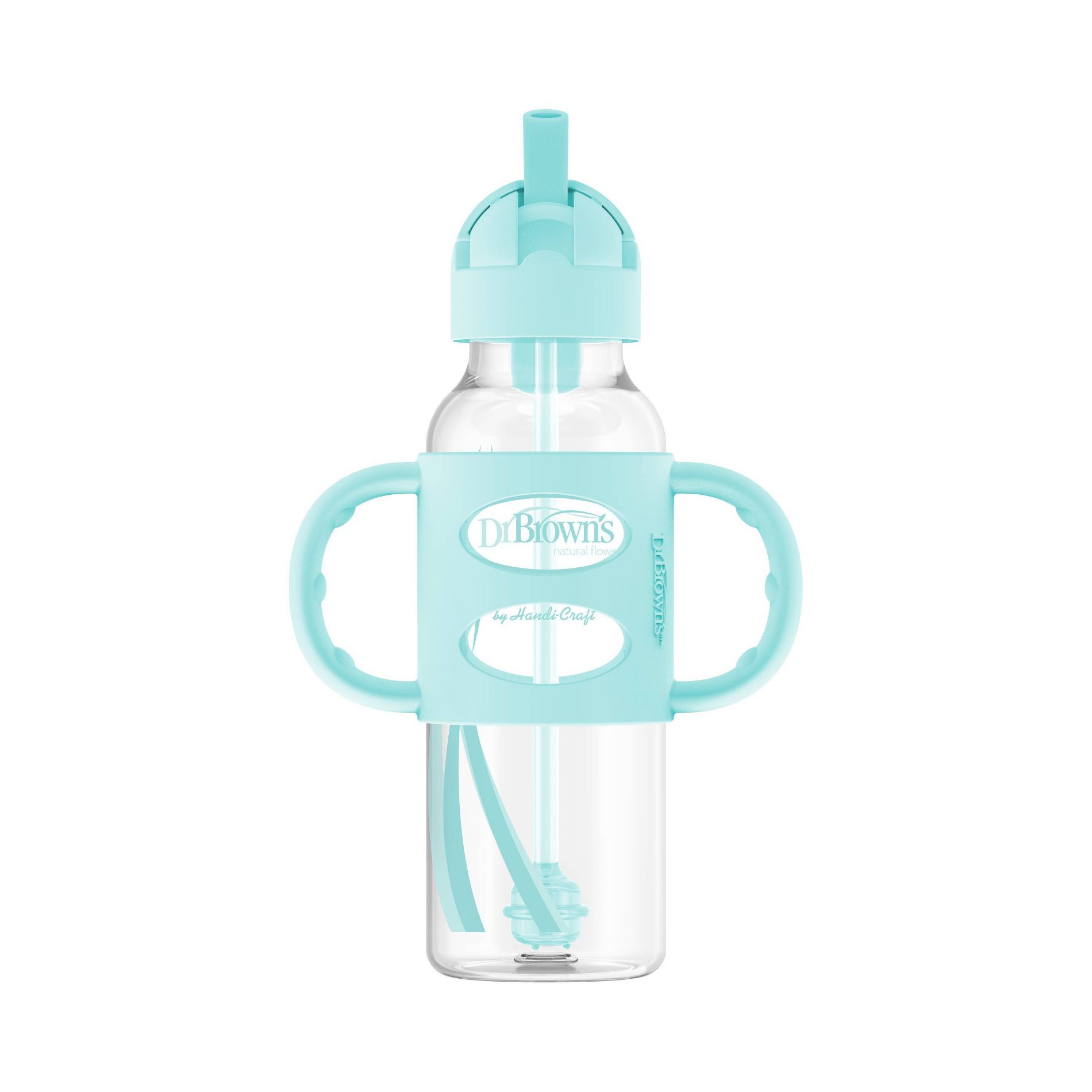 Dr. Brown's 8oz Milestones Narrow Sippy Straw Bottle with Silicone Handles - 6m+ - Green: BPA-Free, Level 3 Nipple, 0.32lb