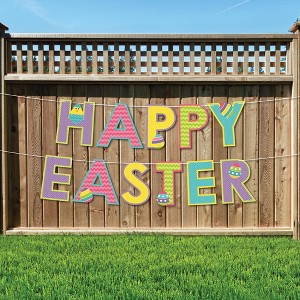 Big Dot of Happiness Hippity Hoppity - Large Easter Bunny Party Decorations - Happy Easter - Outdoor Letter Banner - 1 of 4