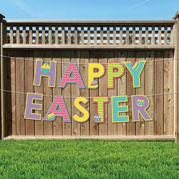 Big Dot of Happiness Hippity Hoppity - Large Easter Bunny Party Decorations - Happy Easter - Outdoor Letter Banner