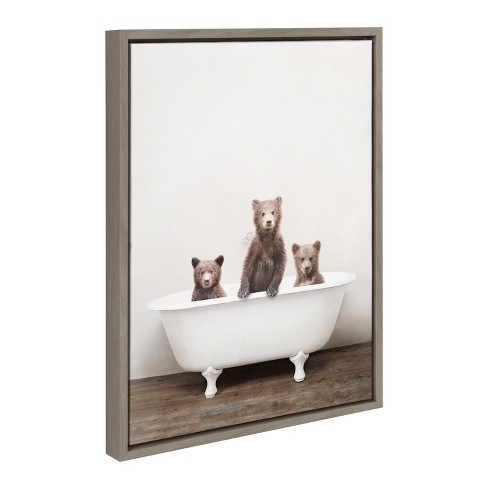 Kate And Laurel Sylvie Three Little Bears In Vintage Bathtub Framed ...