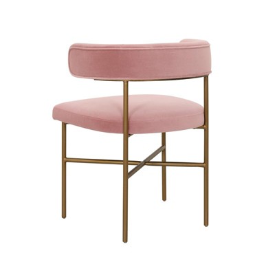 Blush Velvet Upholstered Dining Chair with Gold X-Base