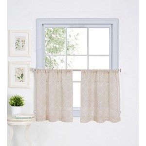 Taylor Rod Pocket Kitchen Tier Window Curtain Set of 2 - Linen - Elrene Home Fashions - 1 of 4