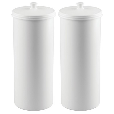 2 Pack Hold 3 Rolls mDesign Plastic Toilet Tissue Paper Holder Canister White 