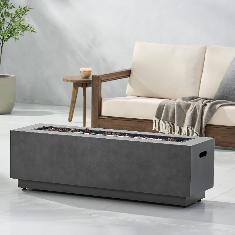 Wellington Outdoor 50000 BTU Rectangular Fire Pit with Concrete Finish - Christopher Knight Home, 5 of 10