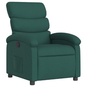 vidaXL Dark Green Fabric Recliner Chair-Adjustable Lounge Seating for Elderly, Thick Padding, Side Pocket, Wood & Metal Frame, Manual Recline - 1 of 4