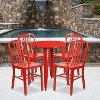 Flash Furniture Commercial Grade 24" Round Metal Indoor-Outdoor Table Set with 4 Vertical Slat Back Chairs - 2 of 4