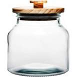 Amici Home Denali Clear Glass Canister, Food Storage Jar with Airtight Wood Lid with Handle