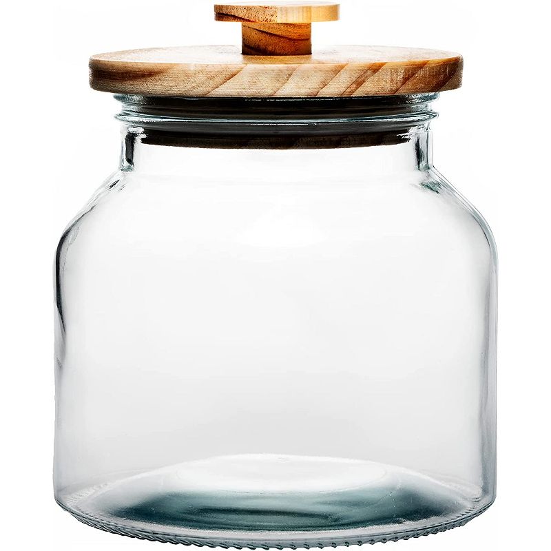 Amici Home Denali Clear Glass Canister, Food Storage Jar with Airtight Wood Lid with Handle, Set of 4 ,60, 76, 96, and 132 Ounce, 4 of 6