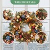 Prelit 24 Inch Christmas Wreath with Christmas Balls, Artificial Christmas Wreath with Pine Cones, Bows for Wall, Window, Front Door Decor - 4 of 4