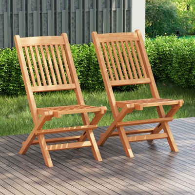 Natural Teak Wood Outdoor Folding Chair with Slatted Seat
