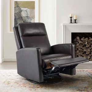 Swivel Rocking Recliner,Wide PU Leather Glider Sofa Chair with Ergonomic High Backrest for Living Room,Bedroom（Chocolate） - 1 of 4