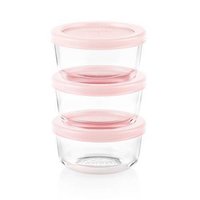 Pyrex 6pc 1 Cup Round Glass Food Storage Value Pack - Pink : Target