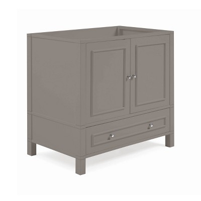 Gray 36" Freestanding Double Door Vanity Cabinet with Nickel Hardware