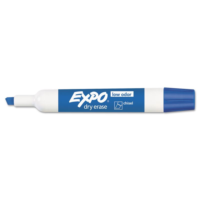 EXPO Low Odor Dry Erase Marker Chisel Tip Blue Dozen 80003, 1 of 7
