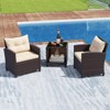 Tangkula 3-Piece Patio Furniture Set PE Rattan Conversation Set w/ Glass Coffee Table Outdoor - 4 of 4