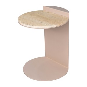 JONATHAN Y Evelyn 20" Contemporary Natural Marble/Metal Handmade C-Shaped End Table - 1 of 4