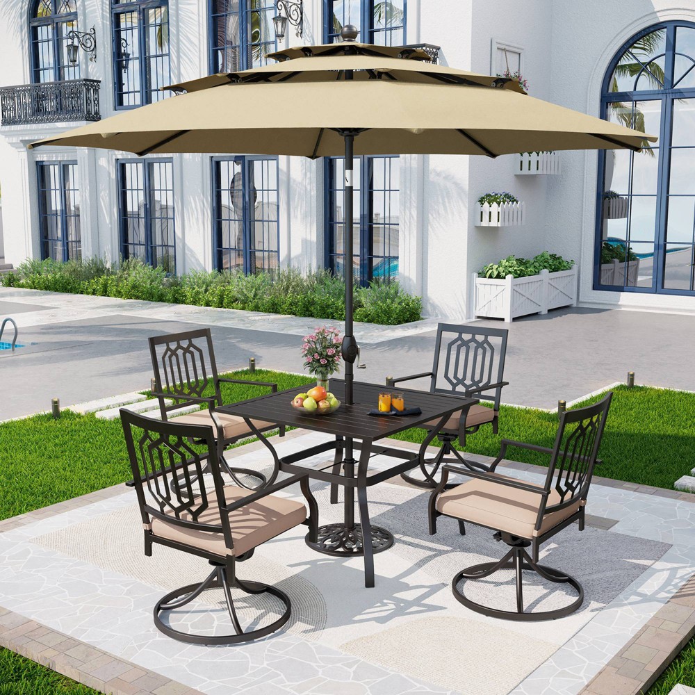 Photos - Garden Furniture 5PC Patio Dining Set with 37" Square Table & Swivel Chairs - Captiva Desig