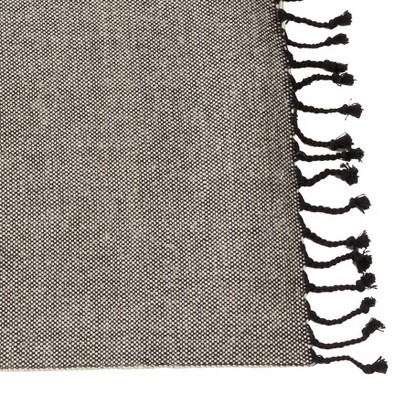 Black Woven Cotton and Jute Placemats with Tassels, Set of 4