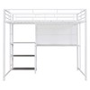 TIRAMISUBEST Twin/Full Size Loft Bed with Bulit-in Desk and Whiteboard, Metal Loft Bedframe with 3 Storage Shelves and Ladder for Kids - 3 of 4