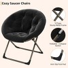 Homhougo Folding Saucer Chair, Portable Faux Fur Moon Chair with Metal Frame, XL Circle Lounge Seat for Dorm, Bedroom - 4 of 4