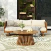 3 Seater Acacia Wood Outdoor Daybed and Coffee Table Set,2 Piece Wood Garden Furniture Sofa Set,Patio Lounge Set with Cushions-Coolbibila - 2 of 4