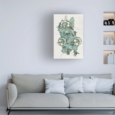 William Morris Green Floral Pattern Canvas Art with Wood Frame