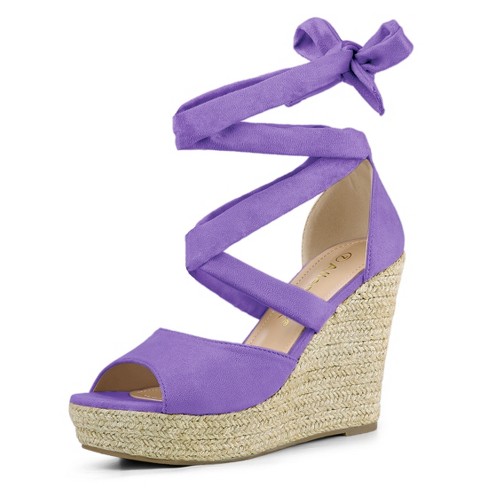 Purple wedge pumps on sale