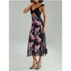 Nmoder  Women Y2K Lace Patchwork Floral Maxi Dress Sexy Cutout V-Neck Bodycon Party Dress - 2 of 4